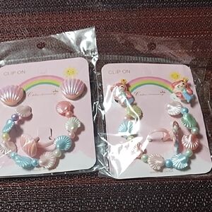 No Boundaries Kids Mermaid Clip-On Jewelry Set - Pastel Colors